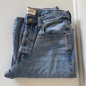 Universal Thread Light Blue Straight Leg Jeans with Gold Studs